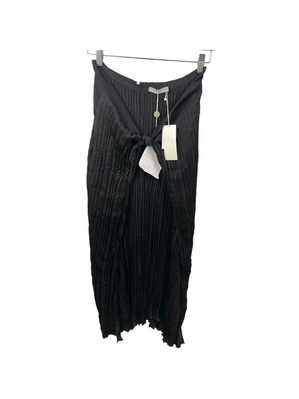 ** NEW Vince Black Pleated Tie Front Maxi Skirt Size XS - Picture 2 of 6